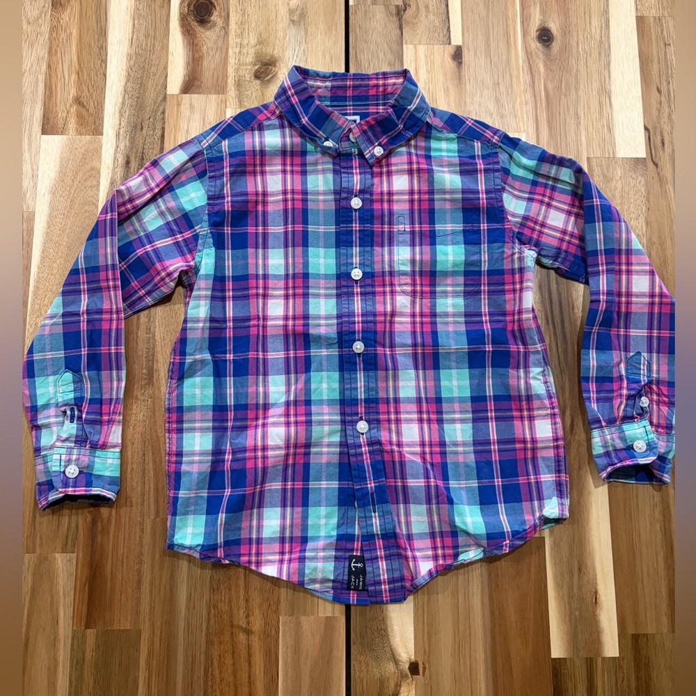 Janie and Jack pastel Multicolor Plaid Button Down Shirt